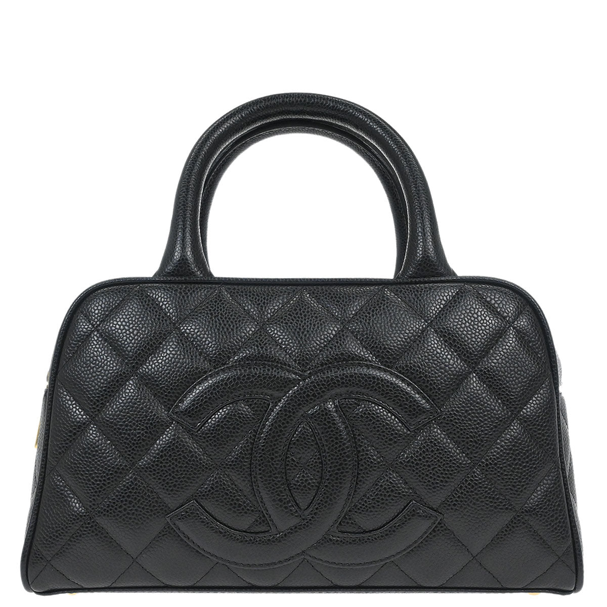 Chanel 2003-2004 Black Caviar Skin  Bowling Bag 27