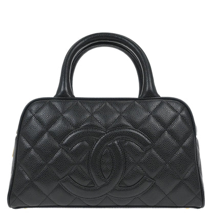 Chanel 2003-2004 Black Caviar Skin  Bowling Bag 27