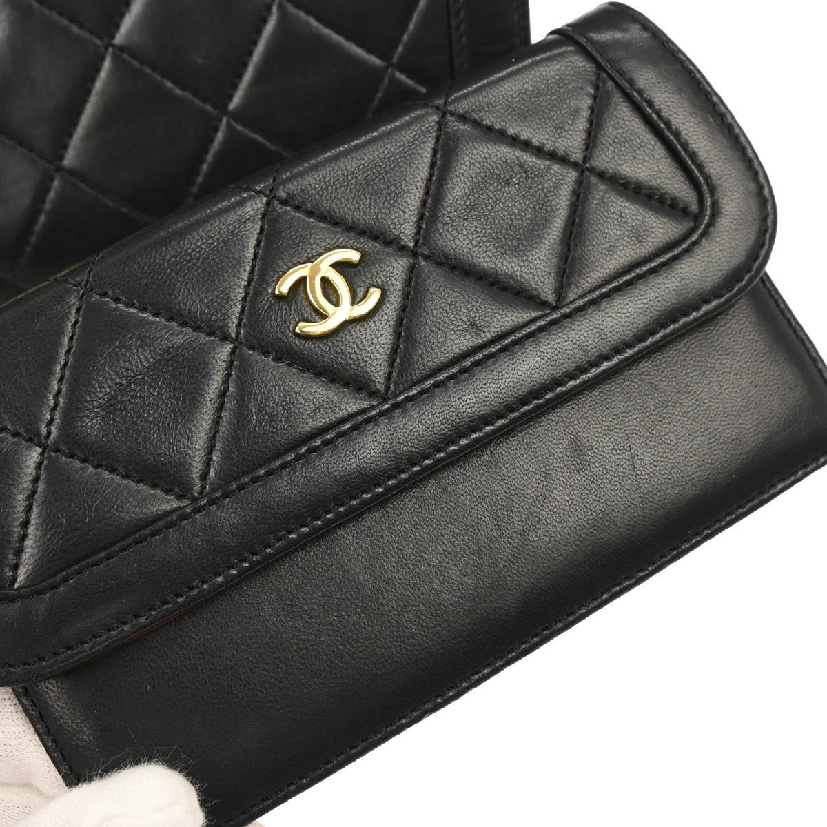 Chanel 1989-1991 Black Lambskin Shoulder Bag