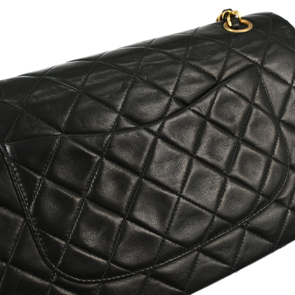 Chanel 1994-1996 Black Lambskin Medium Classic Double Flap Shoulder Bag