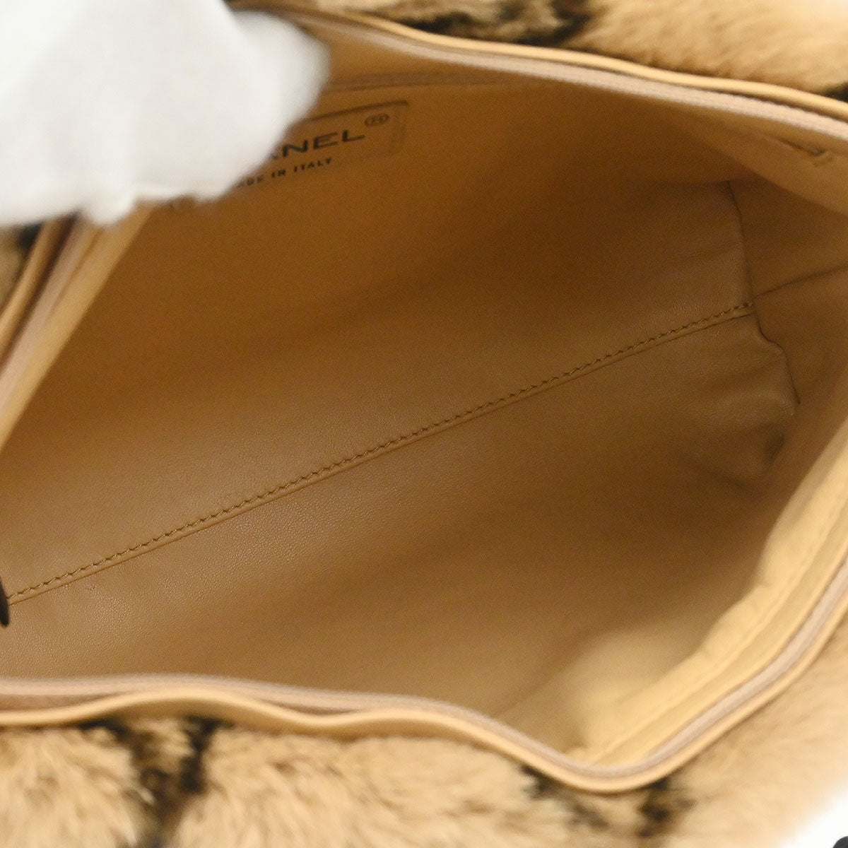 Chanel 2000-2002 Beige Lapin Fur Handbag