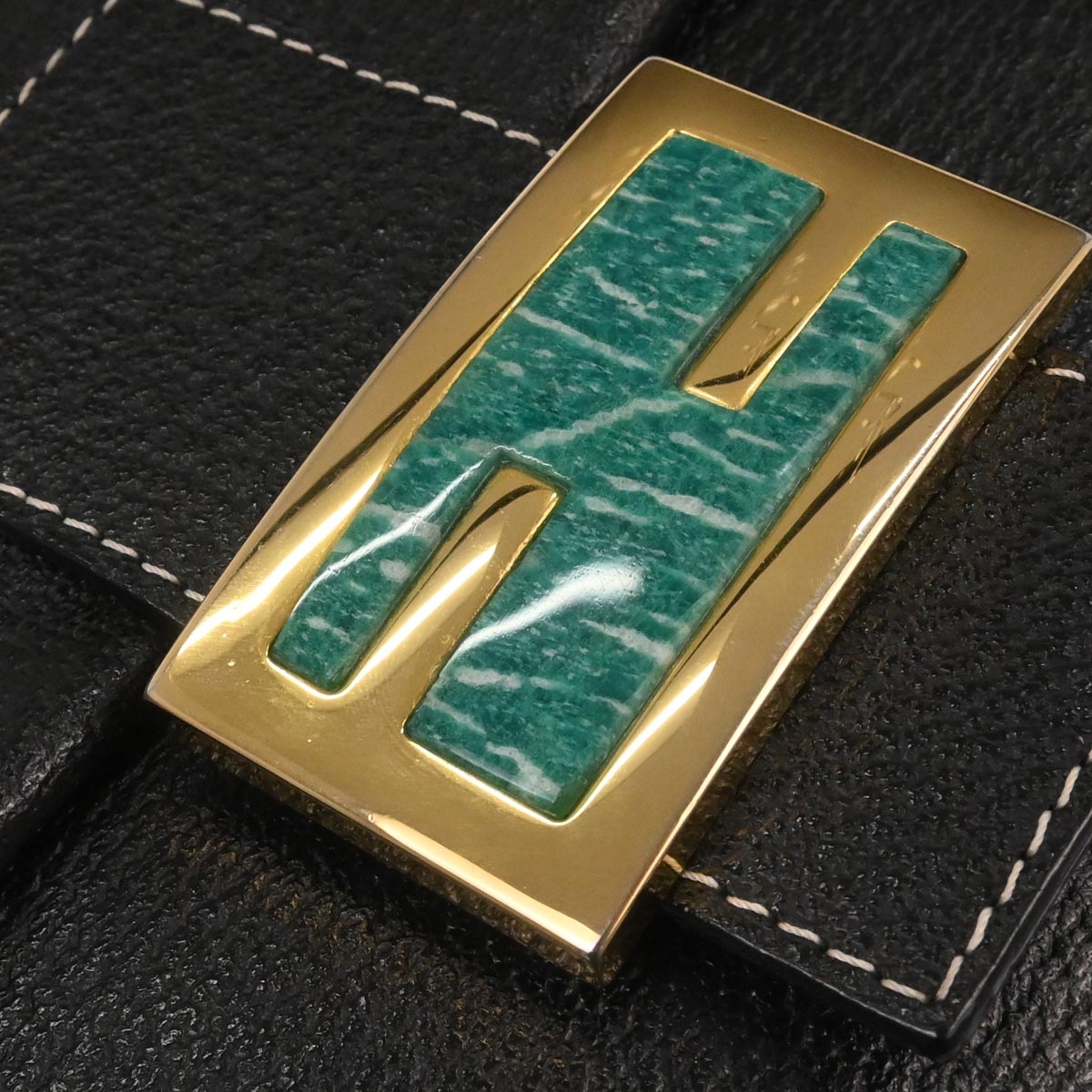 Fendi Black Leather Baguette Handbag