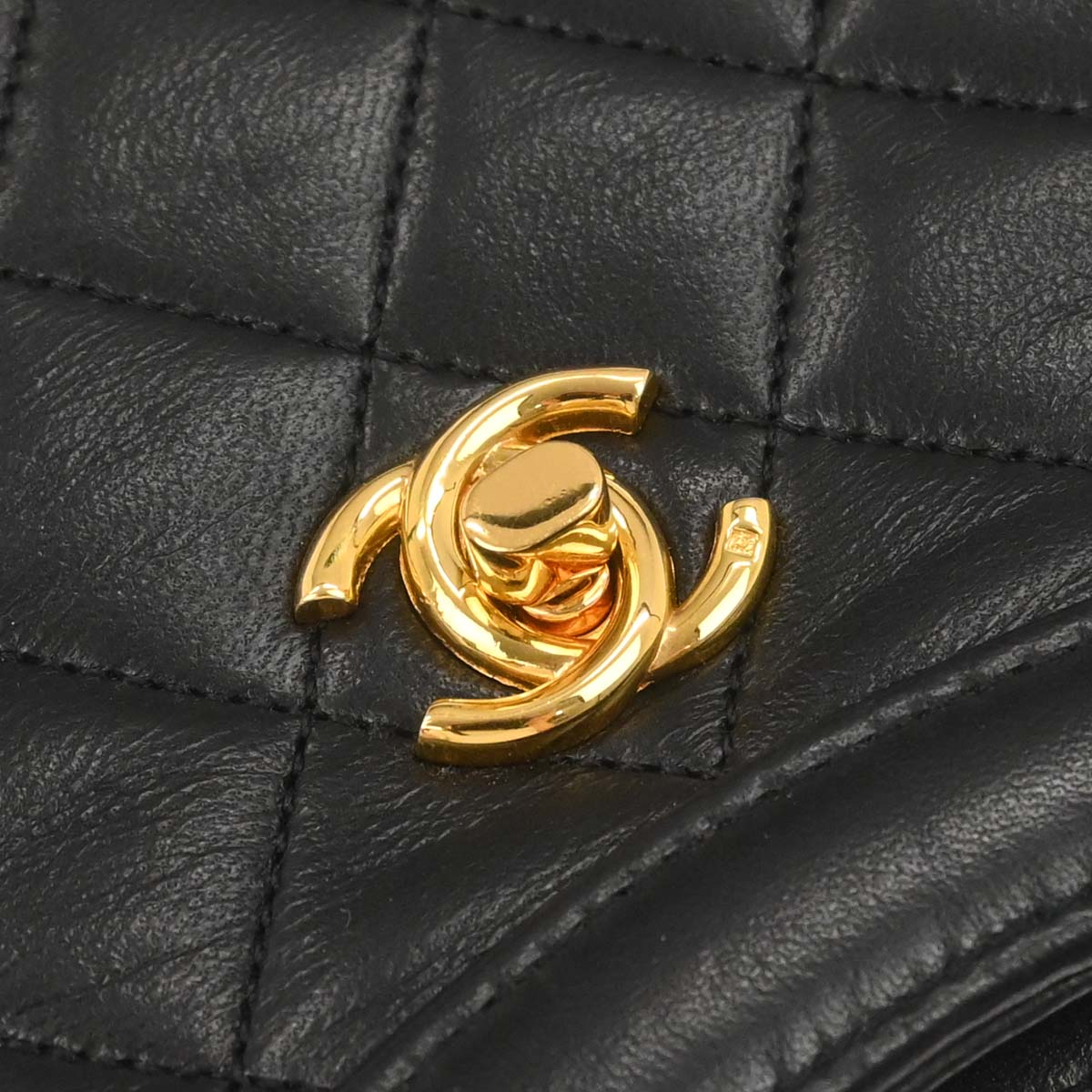 Chanel 1989-1991 Black Lambskin 2way Shoulder Handbag