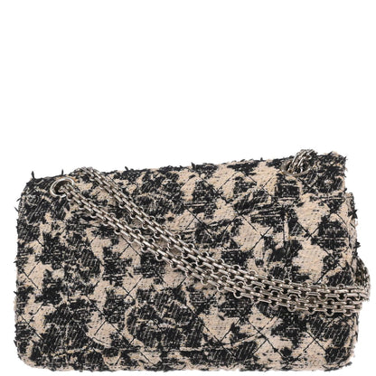 Chanel Black Tweed 2.55 Medium Classic Double Flap Shoulder Bag