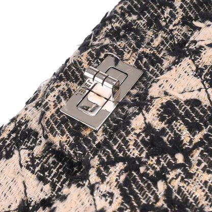 Chanel Black Tweed 2.55 Medium Classic Double Flap Shoulder Bag