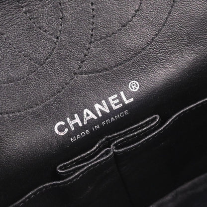 Chanel Black Tweed 2.55 Medium Classic Double Flap Shoulder Bag