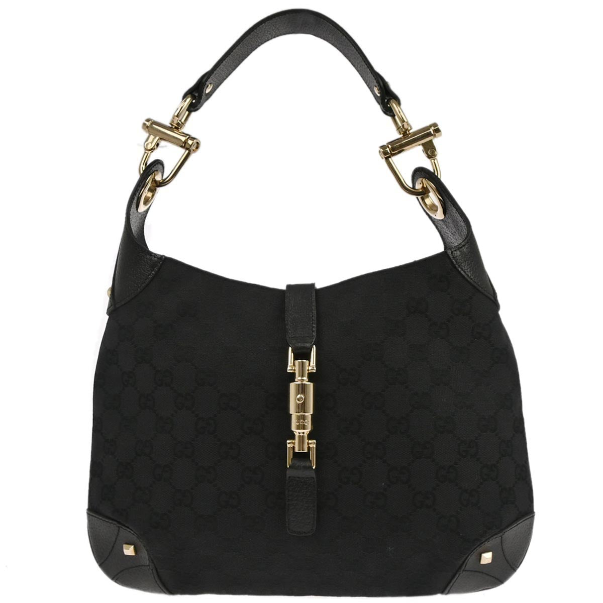 Gucci Black Canvas New-Jackie GG Hobo Handbag