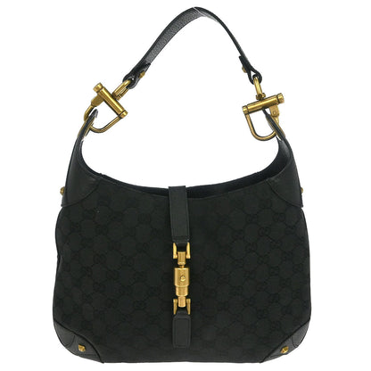 Gucci Black Canvas New Jackie GG Hobo Handbag