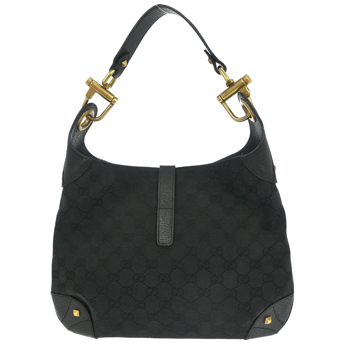 Gucci Black Canvas New Jackie GG Hobo Handbag
