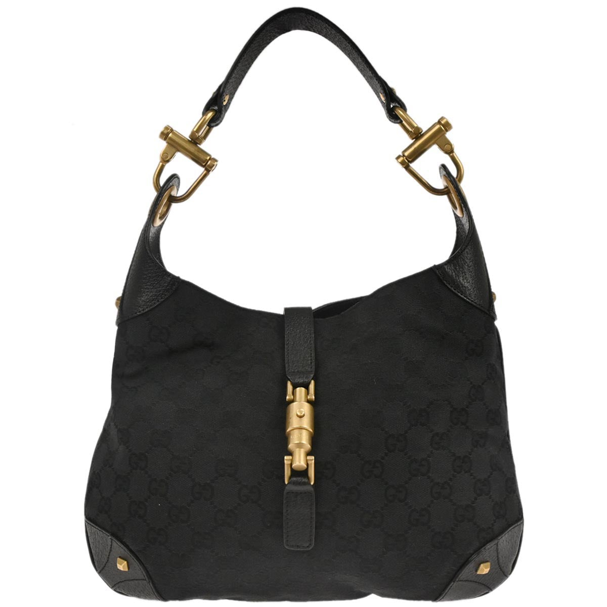 Gucci Black Canvas New-Jackie GG Hobo Handbag
