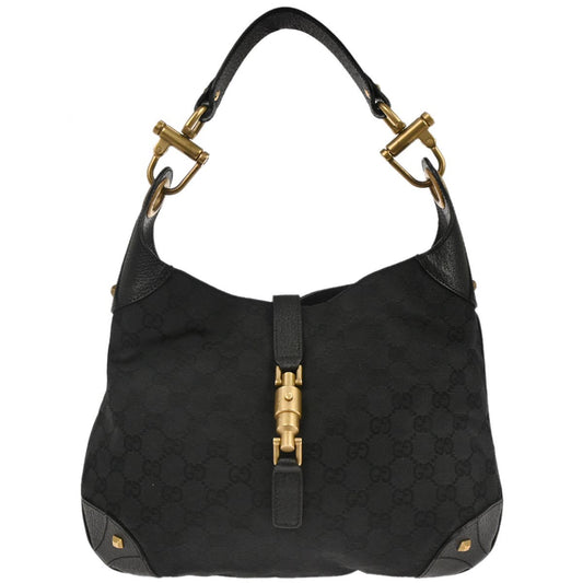 Gucci Black Canvas New-Jackie GG Hobo Handbag