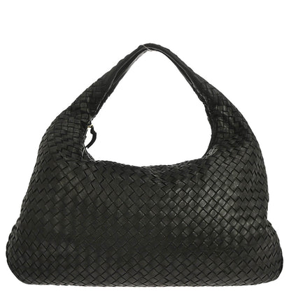 Bottega Veneta Black Lambskin Intrecciato Hobo Handbag