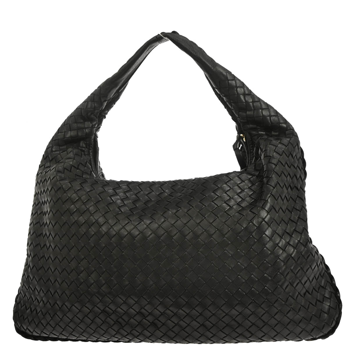 Bottega Veneta Black Lambskin Intrecciato Hobo Handbag