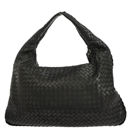 Bottega Veneta Black Lambskin Intrecciato Hobo Handbag