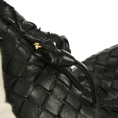 Bottega Veneta Black Lambskin Intrecciato Hobo Handbag