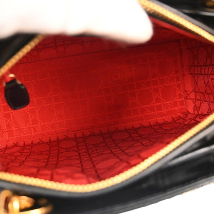 Christian Dior Black Patent Leather Cannage Lady Dior Shoulder Handbag