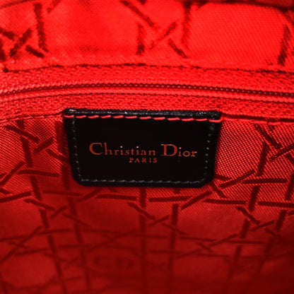 Christian Dior Black Patent Leather Cannage Lady Dior Shoulder Handbag