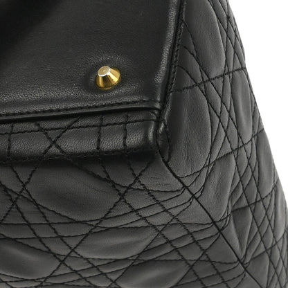 Christian Dior Black Lambskin Medium Lady Dior Cannage 2way Shoulder Handbag