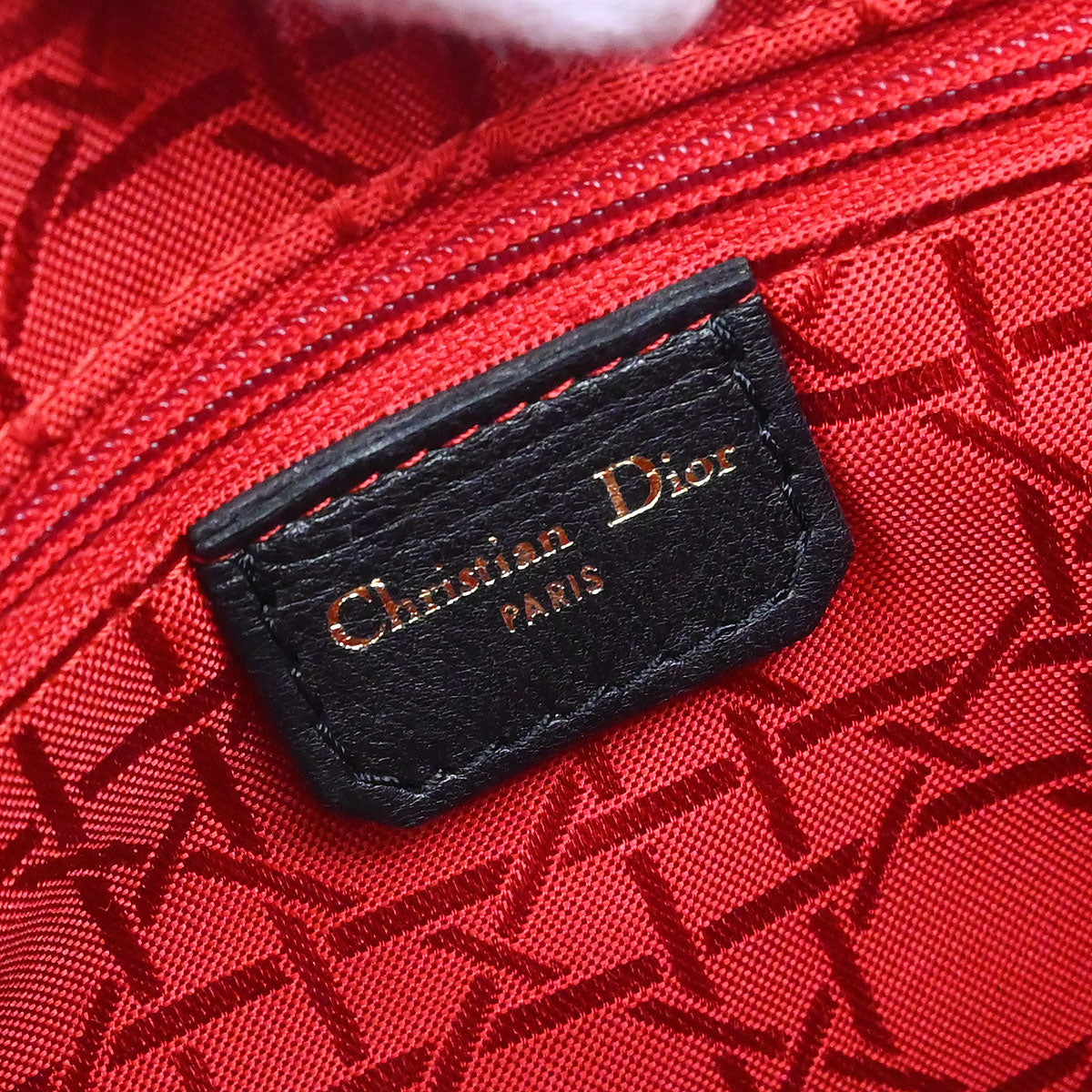 Christian Dior Black Lambskin Medium Lady Dior Cannage 2way Shoulder Handbag