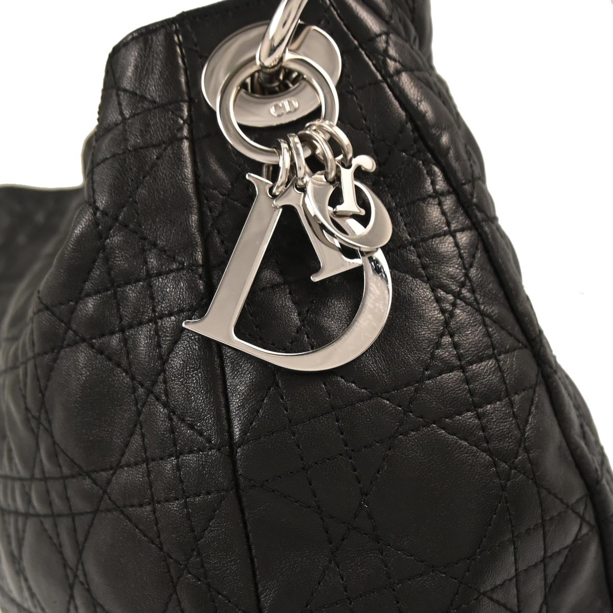 Christian Dior Black Lambskin Cannage Handbag