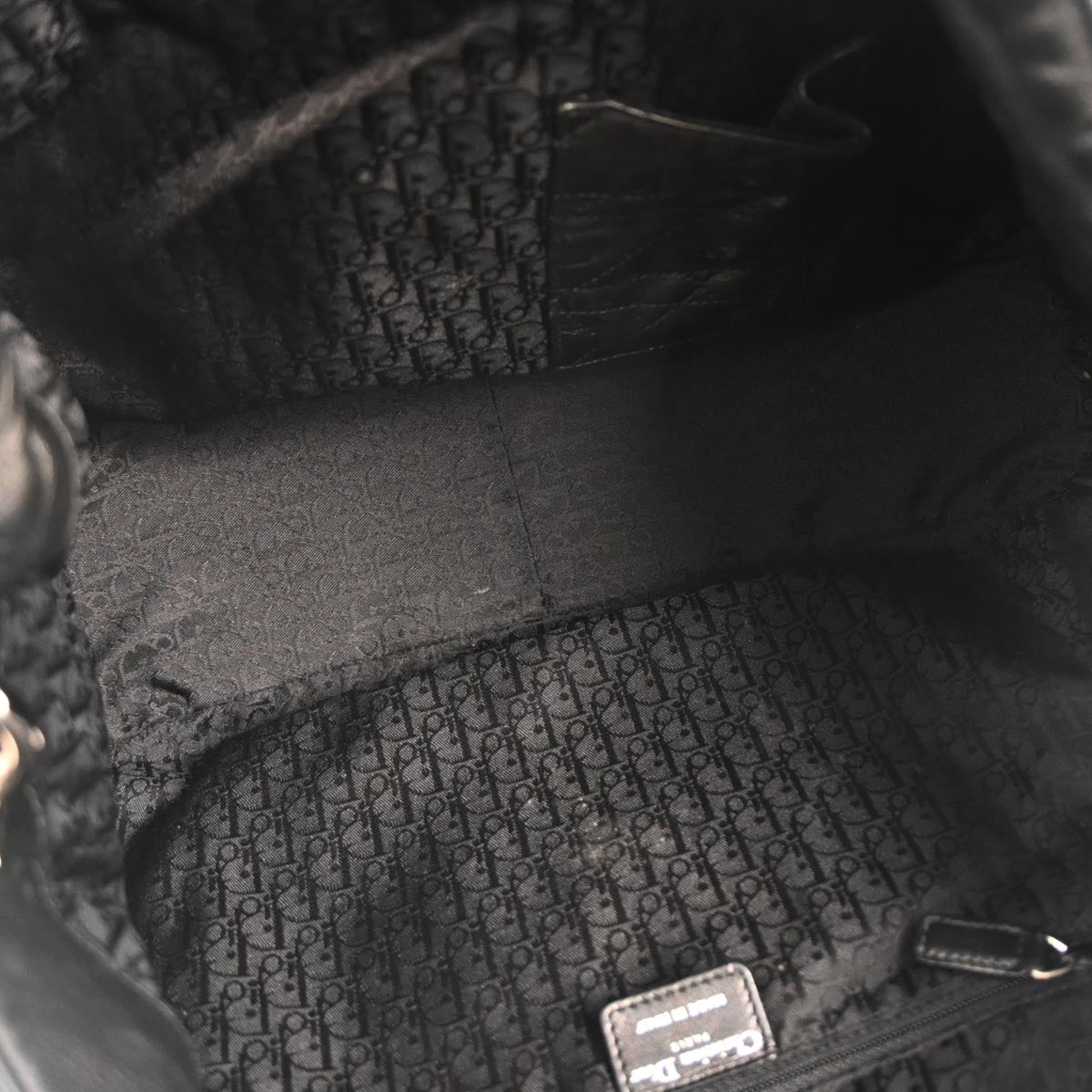 Christian Dior Black Lambskin Cannage Handbag