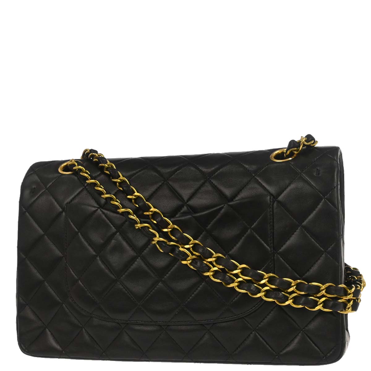 Chanel 1994-1996 Black Lambskin Medium Classic Double Flap Shoulder Bag