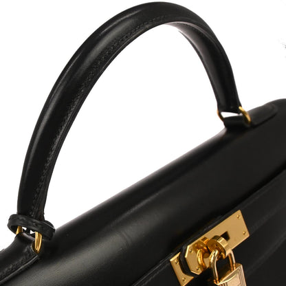 Hermes Black Box Calf Kelly 32 Sellier 2way Shoulder Handbag