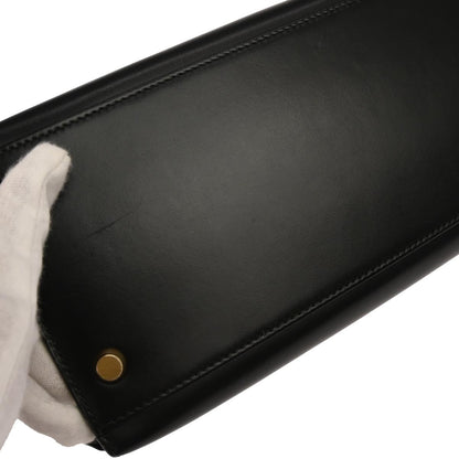 Hermes Black Box Calf Kelly 32 Sellier 2way Shoulder Handbag