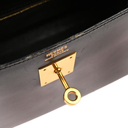 Hermes Black Box Calf Kelly 32 Sellier 2way Shoulder Handbag