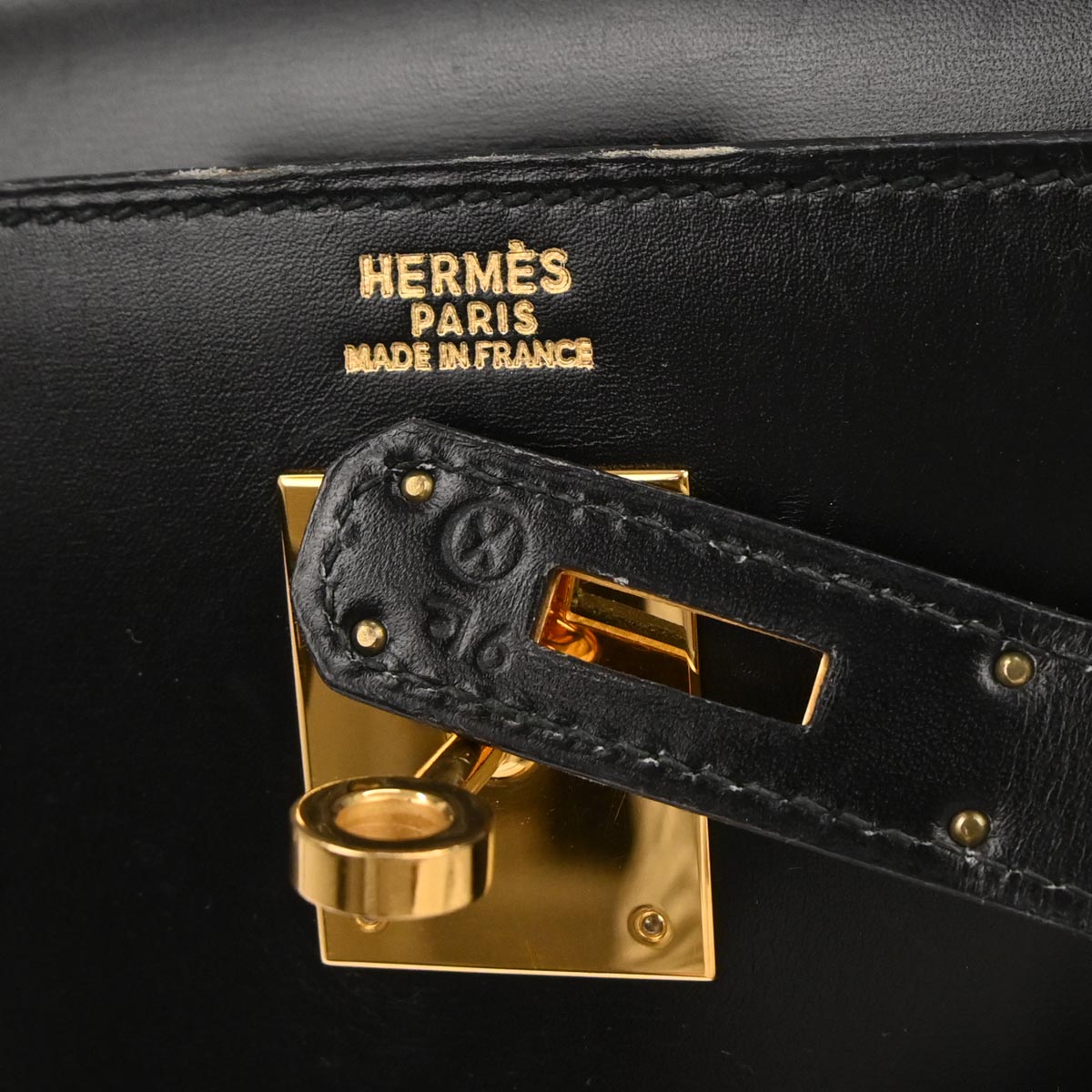 Hermes Black Box Calf Kelly 32 Sellier 2way Shoulder Handbag