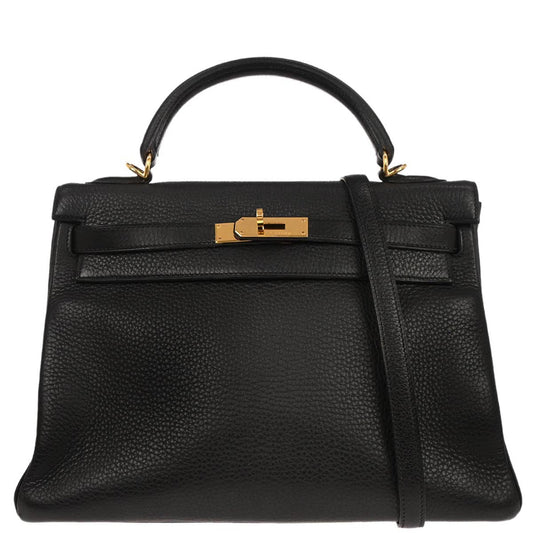 Hermes Black Togo Kelly 32 Retourne 2way Shoulder Handbag