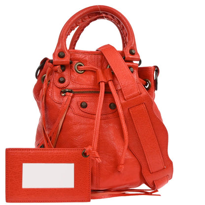 Balenciaga Red Classic Mini Pompon 2way Shoulder Handbag