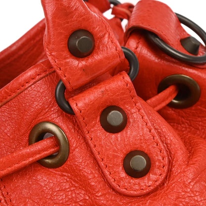 Balenciaga Red Classic Mini Pompon 2way Shoulder Handbag