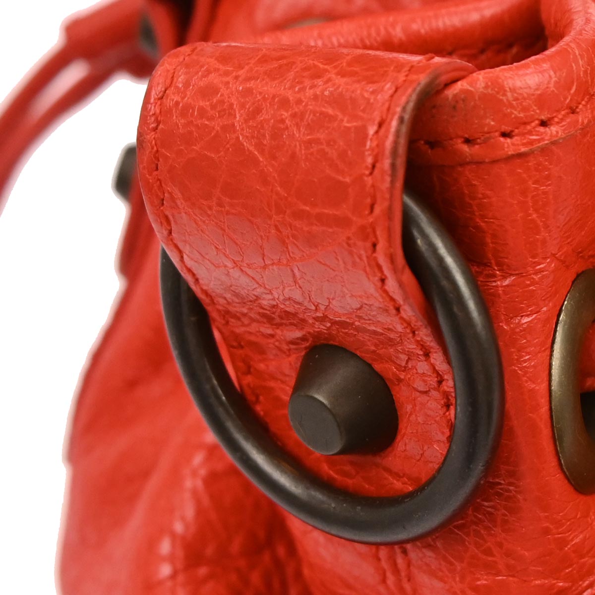 Balenciaga Red Classic Mini Pompon 2way Shoulder Handbag