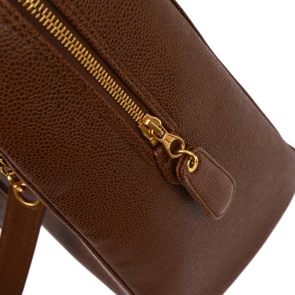 Chanel 1997-1999 Brown Caviar Skin Chain Tote Shoulder Bag