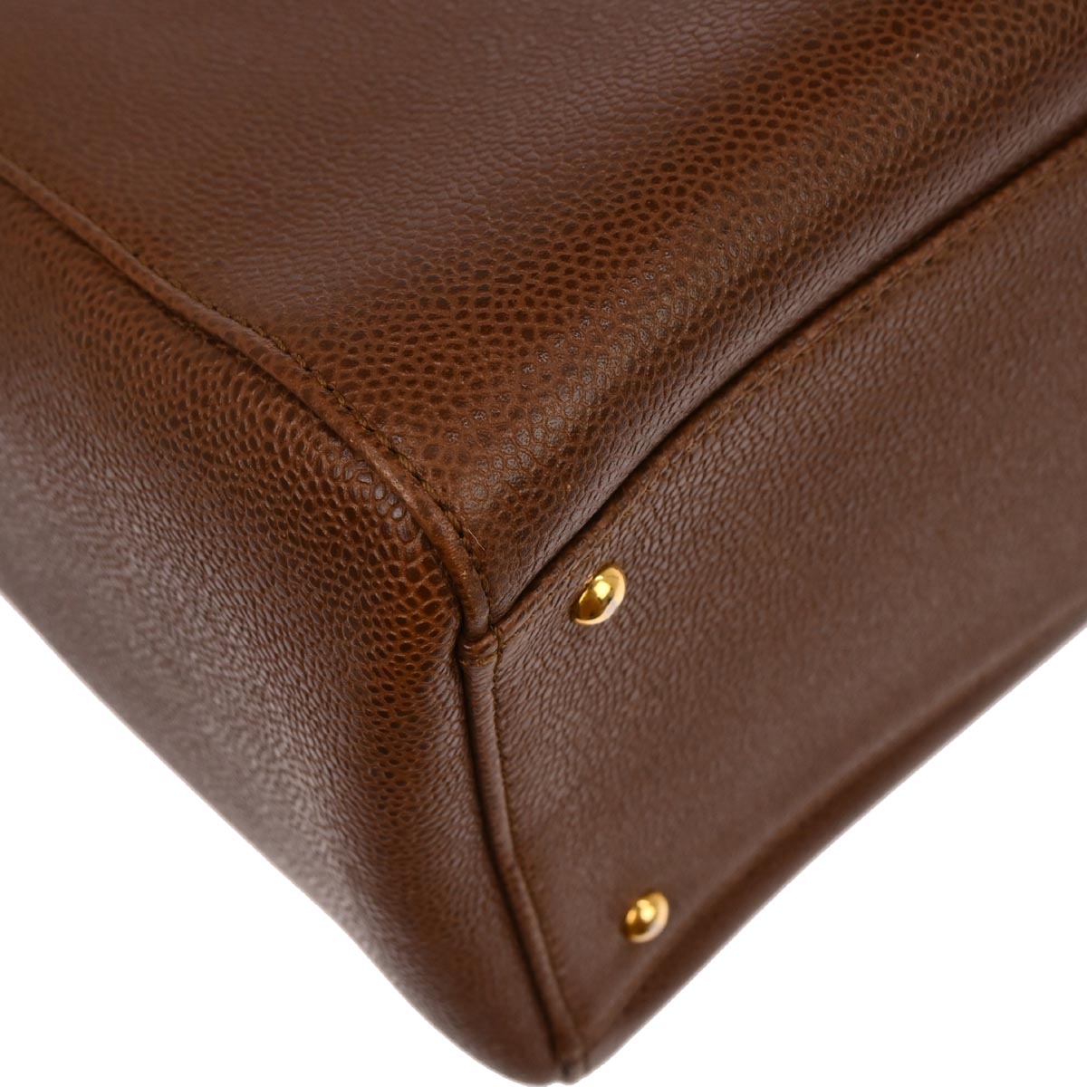 Chanel 1997-1999 Brown Caviar Skin Chain Tote Shoulder Bag