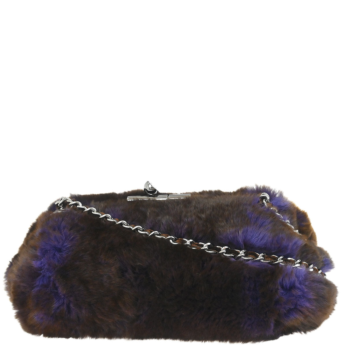 Chanel 2005-2006 Brown Purple Lapin Fur Shoulder Bag