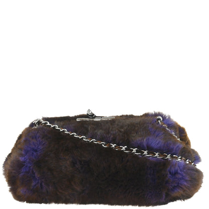 Chanel 2005-2006 Brown Purple Lapin Fur Shoulder Bag