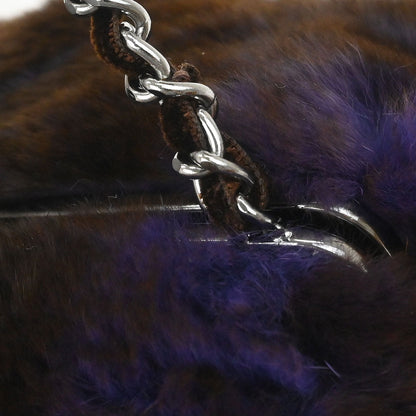 Chanel 2005-2006 Brown Purple Lapin Fur Shoulder Bag