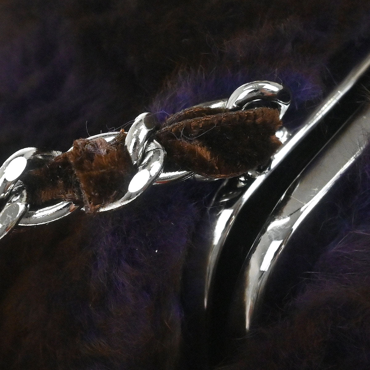 Chanel 2005-2006 Brown Purple Lapin Fur Shoulder Bag