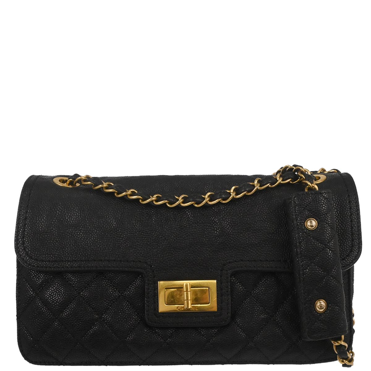 Chanel Black Caviar Skin Mademoiselle Lock Shoulder Bag