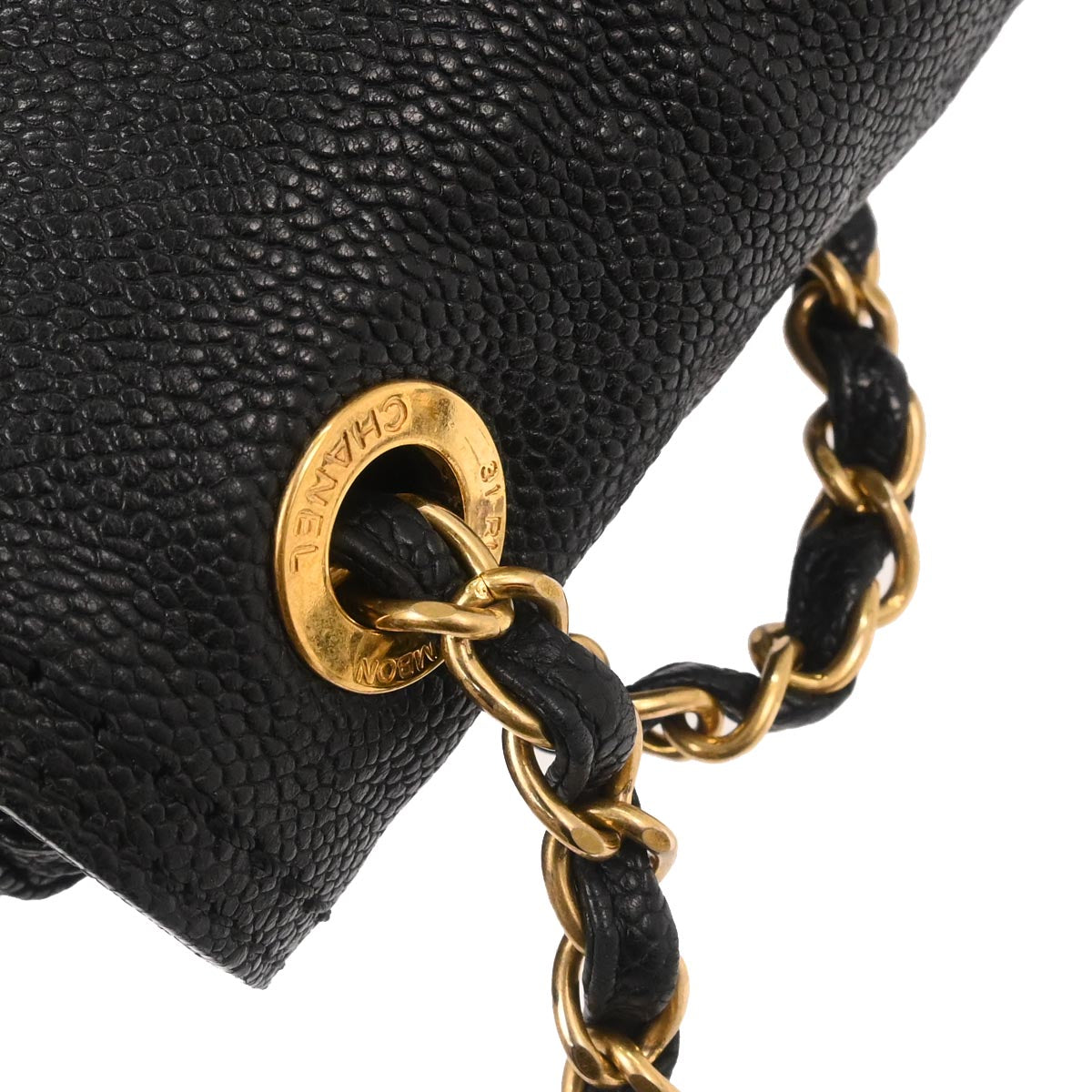 Chanel Black Caviar Skin Mademoiselle Lock Shoulder Bag