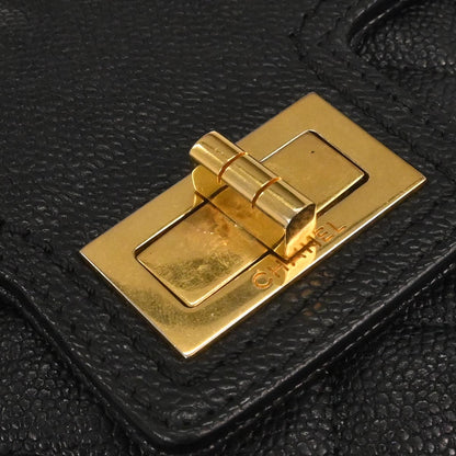 Chanel Black Caviar Skin Mademoiselle Lock Shoulder Bag