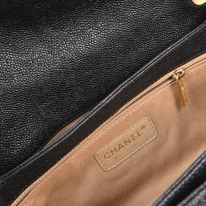 Chanel Black Caviar Skin Mademoiselle Lock Shoulder Bag