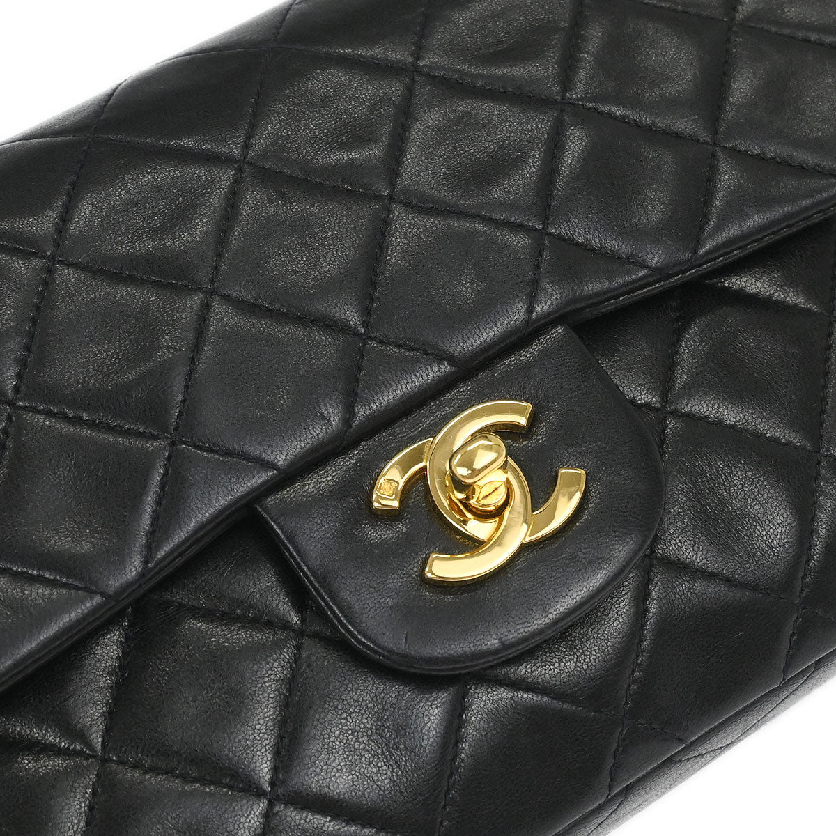 Chanel 1994-1996 Black Lambskin Small Classic Double Flap Shoulder Bag