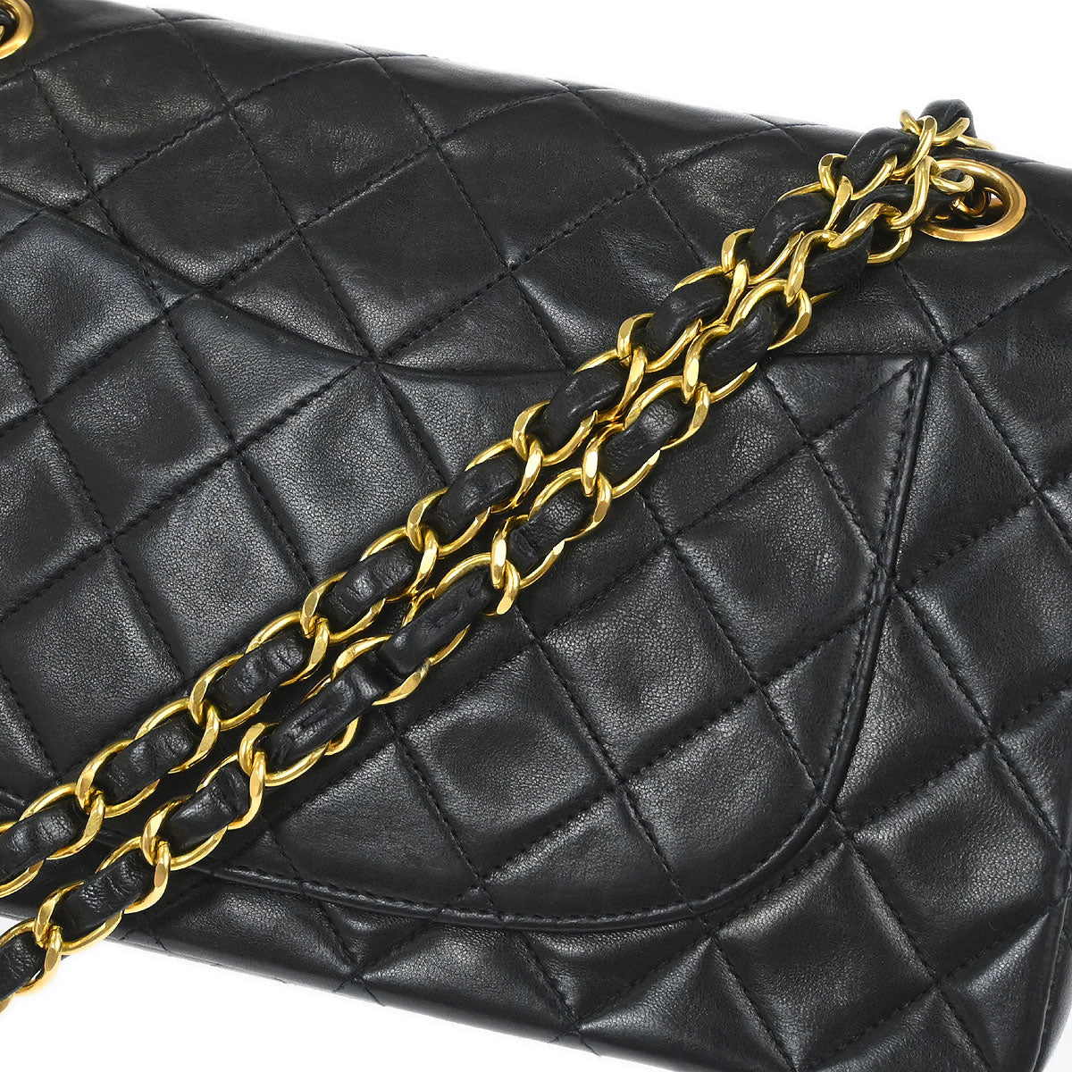 Chanel 1994-1996 Black Lambskin Small Classic Double Flap Shoulder Bag