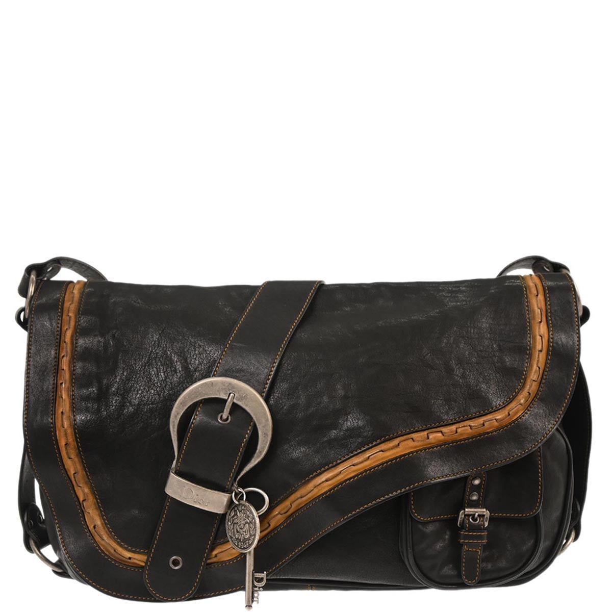 Christian Dior Black Gaucho Crossbody Bag