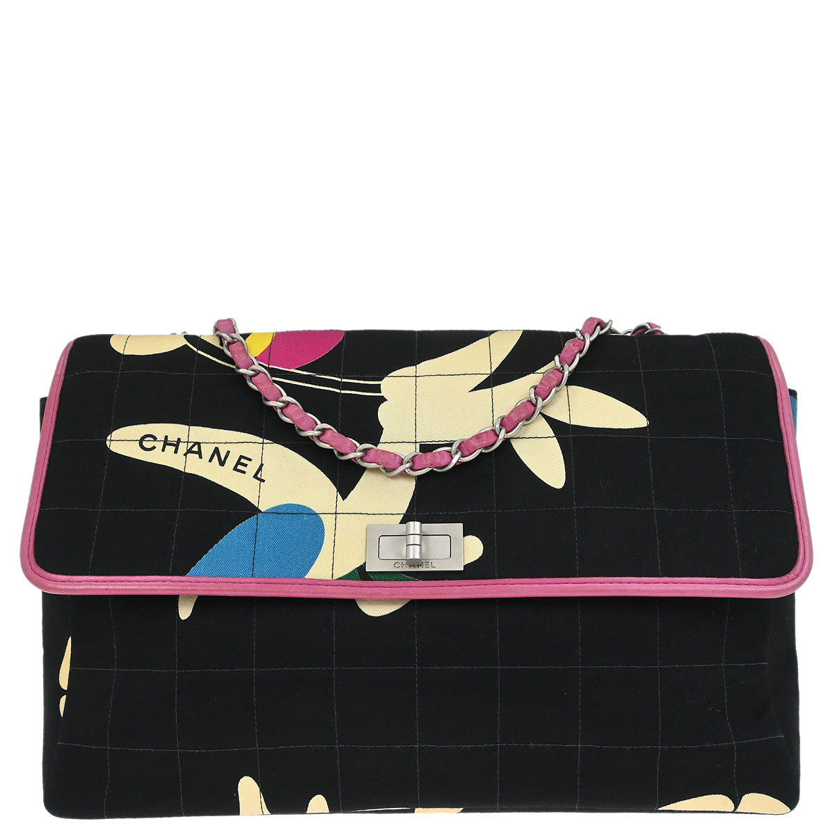 Chanel 2000-2002 Black Straight Flap Choco Bar Mademoiselle Lock Shoulder Bag