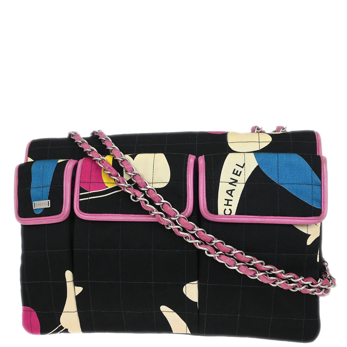 Chanel 2000-2002 Black Straight Flap Choco Bar Mademoiselle Lock Shoulder Bag