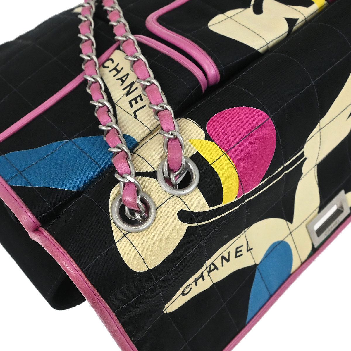 Chanel 2000-2002 Black Straight Flap Choco Bar Mademoiselle Lock Shoulder Bag